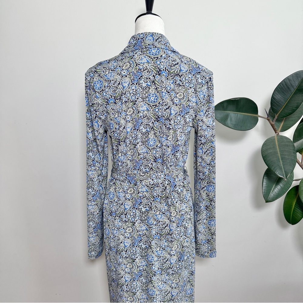 Brooks Brothers long sleeve paisley stretchy tie belt dress - Picture 6 of 9